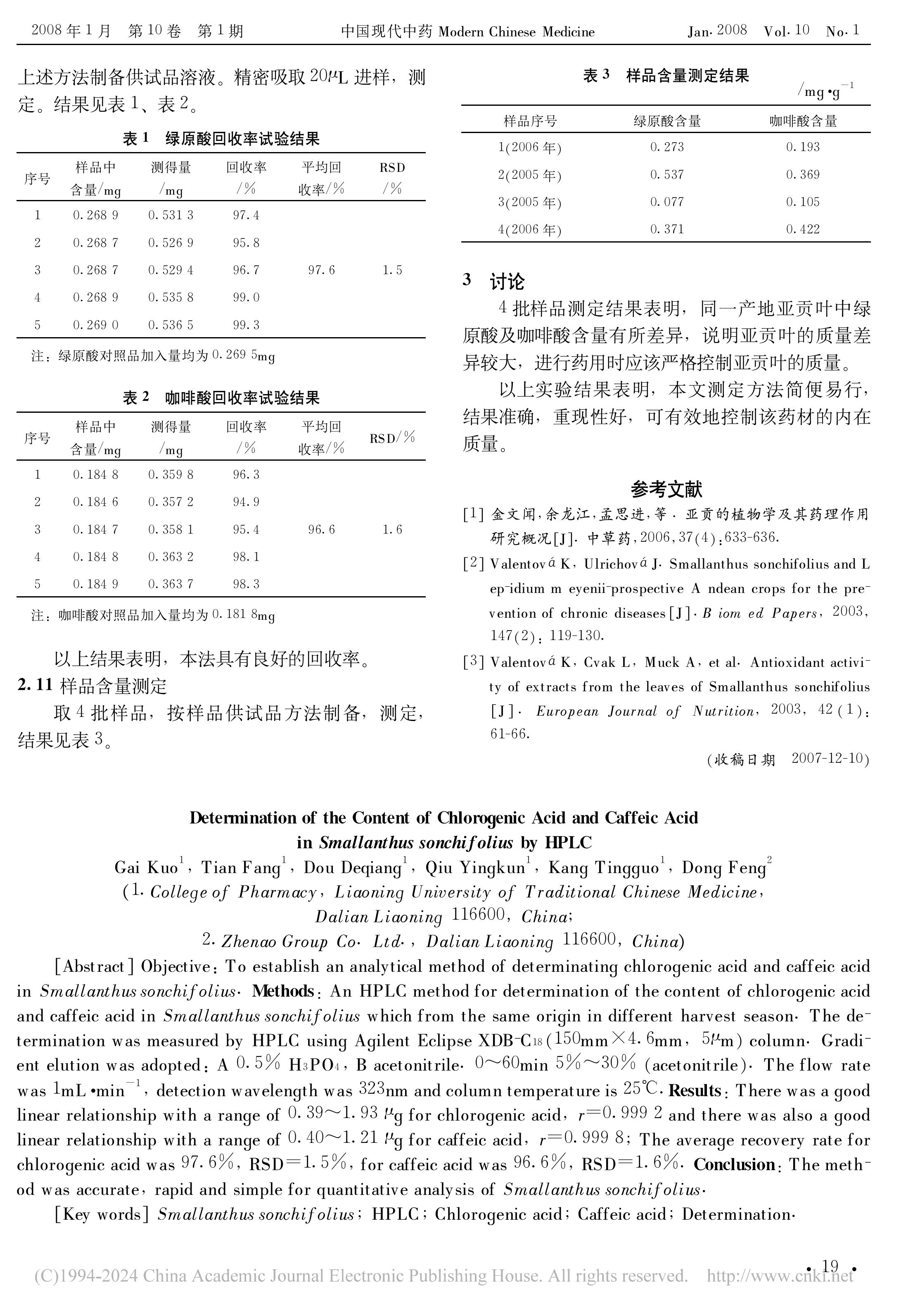 HPLC测定亚贡叶中绿原酸及咖啡酸含量_盖阔-图片-2.jpg