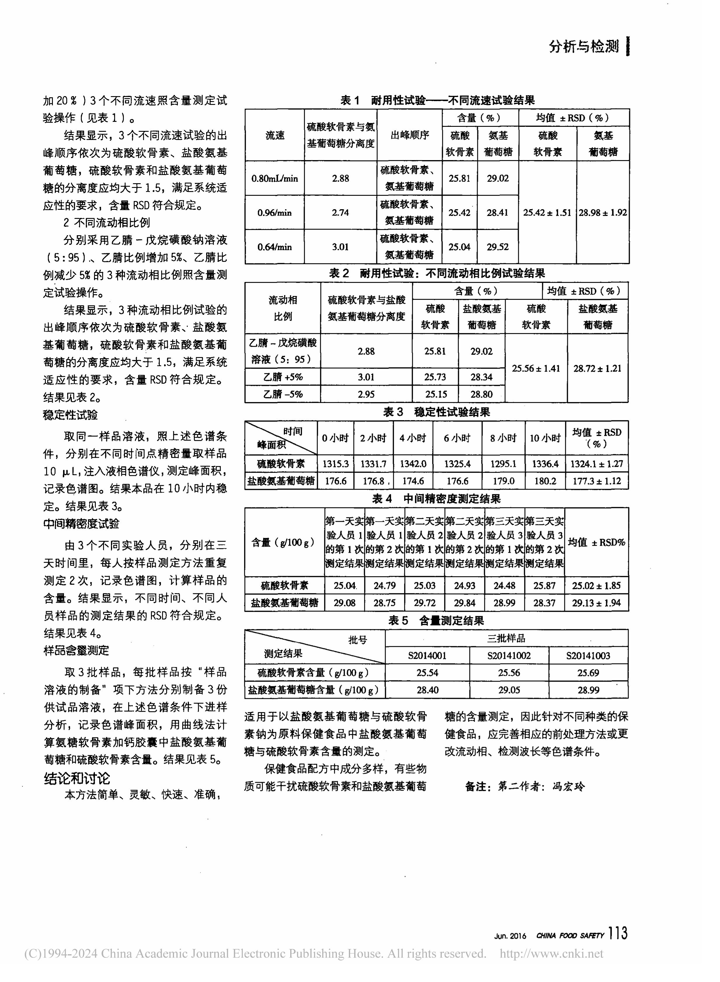 保健食品中盐酸氨基葡萄糖与硫酸软骨素的含量测定_石维-图片-1.jpg